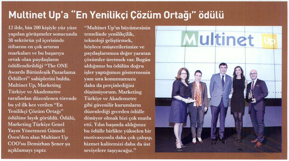 Multinet Up'a En Yenilikçi Çözüm Ortaği Ödülü